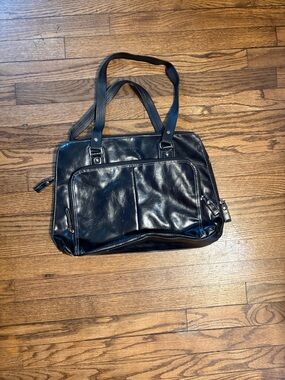 Samsonite Black Leather Laptop Shoulder Tote